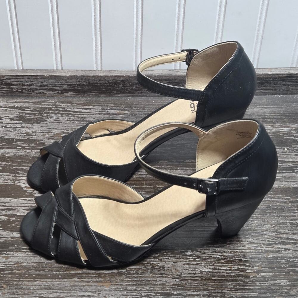 Mix No 6 Women's Black Melly Peep Toe Heel Ankle Strap Buckle Closure Size 10 - Picture 3 of 5
